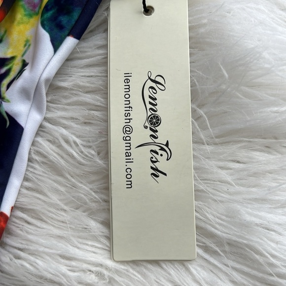 NWT Lemon Fish Floral Thong Bikini Bottom S - Picture 2 of 6